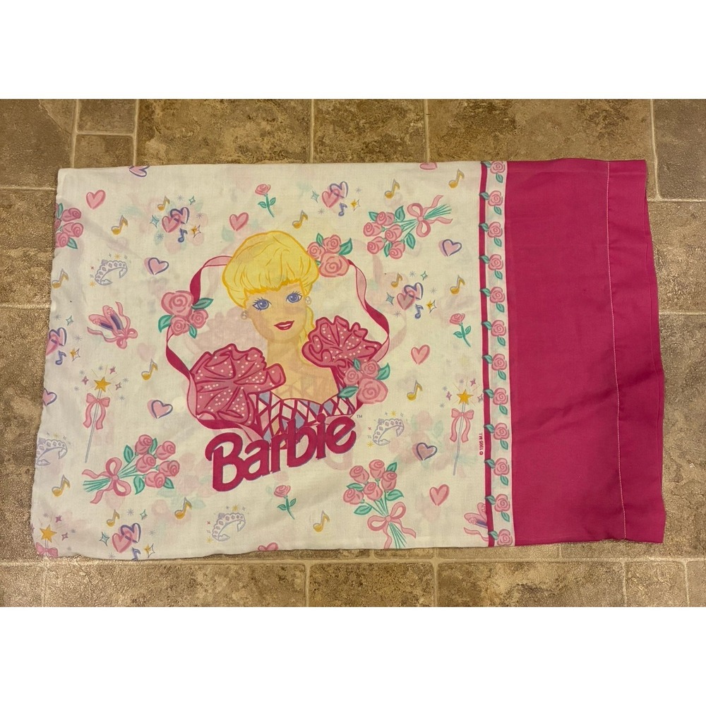 BARBIE DOLL PINK PRINCESS PILLOW CASE  1995 Made in USA